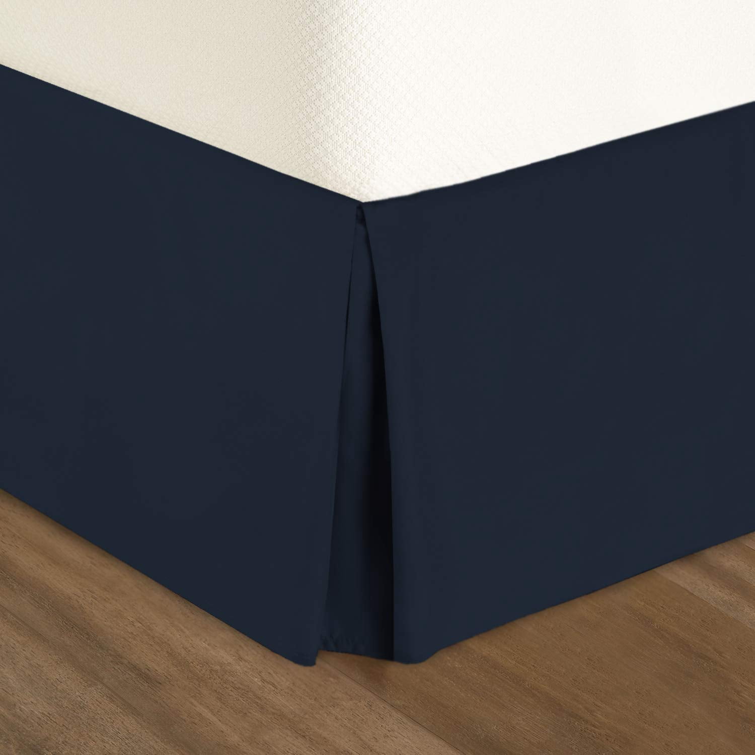 Clara Clark Pleated Bed Skirt - 14 inch Tailored Drop Luxury Double Brushed Microfiber Dust Ruffle - Includes 8 Pins, Twin Size, Navy Blue