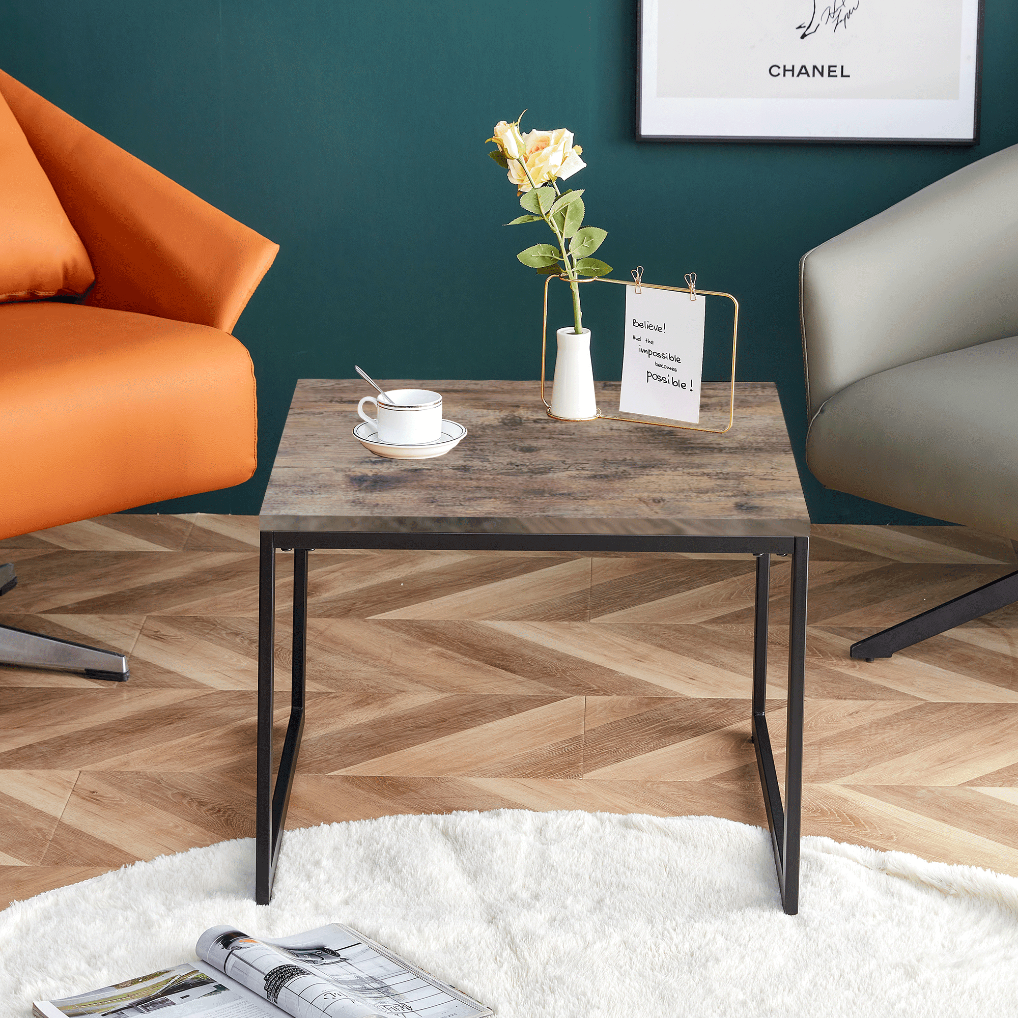 Kadyn Square Table, Modern Accent Table Sofa Table for Living Room, Sofa Center Table for Dining Room, Brown Kadyn Square Table, Modern Accent Table Sofa Table for Living Room, Sofa Center Table for Dining Room, Brown