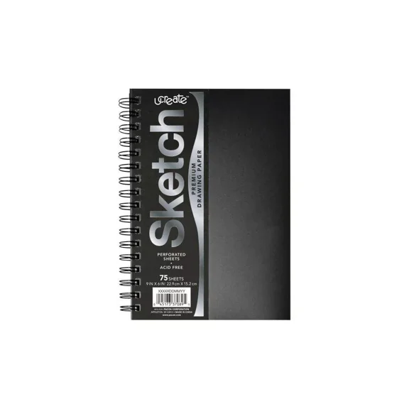 9x6  Sketch Drawing Paper: Twin-Wire Binding, Flexible Cover, 75 Pages, Acid-Free, Blank Notebook for All Ages