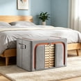 thumbnail image 5 of Foldable Linen Storage Box, Clear Window Clothes Organizer, Double Zipper Blanket Storage Bin With Handles For Bedding, Dorm, Closet, Seasonal Garment Organization, 5 of 6