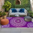 thumbnail image 2 of Purple Boho Outdoor Rug for Patio/Deck/Porch, Non-Slip Large Area Rug 5 x 8 Ft, Vintage Ethnic Abstract Geometric Aesthetic Indoor Outdoor Rugs Washable Area Rugs, Camping Rug Carpet Runner, 2 of 8