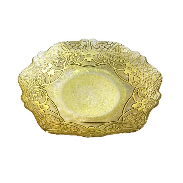 Red Pomegranate 7737-1 Geneve 16 in. Gold Shallow Bowl