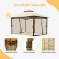 thumbnail image 2 of Swonuk 10'x13' Outdoor Gazebo with Mosquito Netting, Metal Frame Double Roof Soft Top Patio Gazebo Canopy Tent for Deck Backyard Garden Lawns, 2 of 6