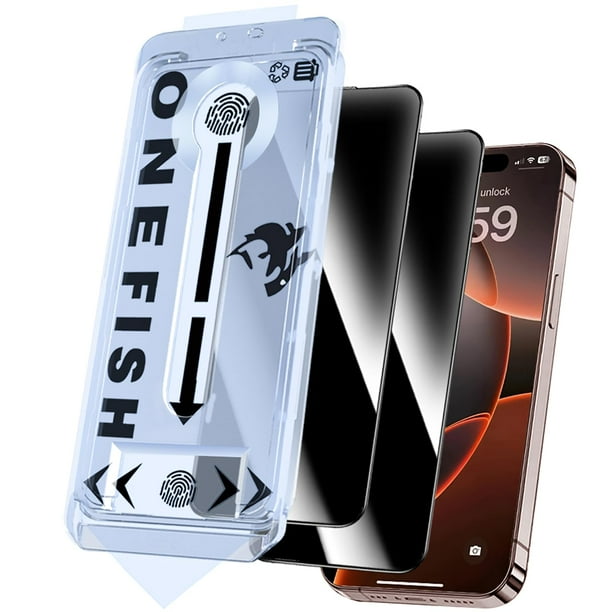 Protector de pantalla OneFish Privacy para iPhone 14 Pro/15, paquete de 2