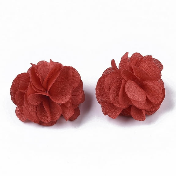 5pcs Polyester Fabric Flowers for Headbands Flower Accessories Wedding Hair Accessories for Women Red 34mm