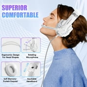UHM Gaming Headset Wired for PS5 PS4 PC Xbox One Controller,Noise Cancelling Over Ear Headphones with Mic,LED Light,Bass Surround,Soft Memory Earmuffs for Laptop Mac,White