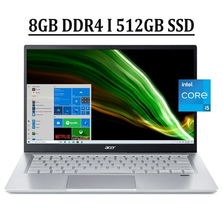 Acer Swift 3 14 Business Laptop 14" FHD IPS ComfyView Display 11th Gen Intel Quad-Core i5-1135G7 Processor 8GB DDR4 512GB SSD Intel Iris Xe Graphics Backlit Fingerprint HDMI USB-C Webcam Win10 Silver