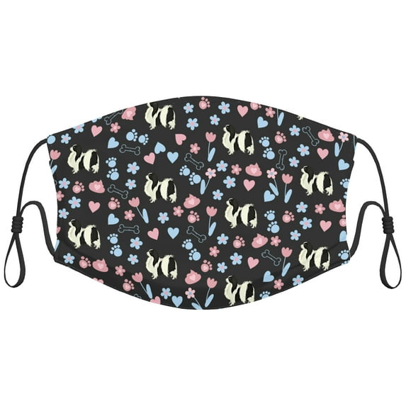 Cute Japanese Chin Dog Graphic Printed Cloth Face Masks Reusable Washable Adjustable for Child (10 PCS)