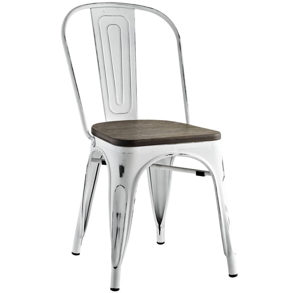 Modway Promenade 18" Modern Steel and Bamboo Side Chair in White