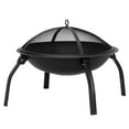 thumbnail image 6 of Fire Pit for Outside, 22" Foldable Outdoor Round Metal Fire Pit, Wood Burning BBQ Grill Fire Pit Bowl with Spark Screen/Poker, Patio Garden Bonfire Fire Pit for Camping, Heating, Picnic, L6229, 6 of 9