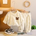 thumbnail image 2 of ANINEO Boys Winter Shirts Pants Warm Thermal Two Piece Outfit Sets Cute Cartoon Print Toddlers Kids Cozy O-Neck Long Sleeve Tops Pants For Cold Weather Indoor Comfort Lovely Child Clothing Sets, 2 of 4