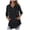 #0246-Black, variant on Uootdi 3/4 Sleeve Tops for Women Hooded with Pockets Loose Fit Soft Comfy Casual Daily Loungewear Tunic Shirts Gift