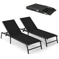 thumbnail image 1 of Costway 2 Pcs Chaises Longues Inclinables Chaise Inclinable de Patio Pliante avec Dossier à 5 Positions Noir, 1 of 9