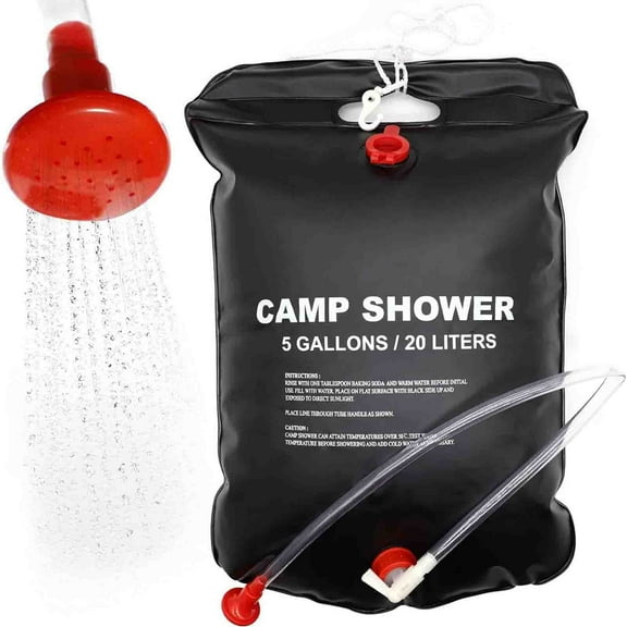 Camping Shower Bag 5 Gallon,1 Pack Portable Solar Shower Bag,Camping Shower Kit with Hose,On-Off Switchable Head for Beach,Swimming,Travel,Hiking