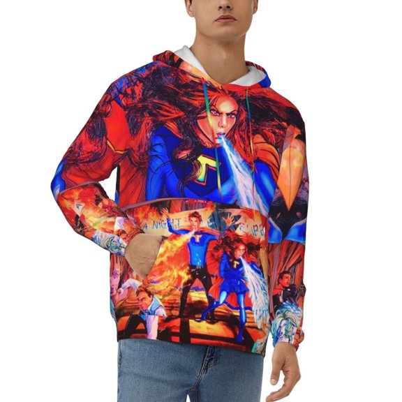 Men's Hoodie Novelty Pattern Long Sleeve Unisex Pullover Hoodies Casual Hooded Sweatshirt with Pocket