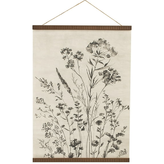 My Texas House Wild Botanicals B&W Banner Framed Art 24x34