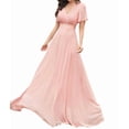 thumbnail image 2 of Women'S Dresses Short Sleeve V Neck Elegant Chiffon Bridesmaid Ruffle Wedding Guest Dresses Pink S, 2 of 8