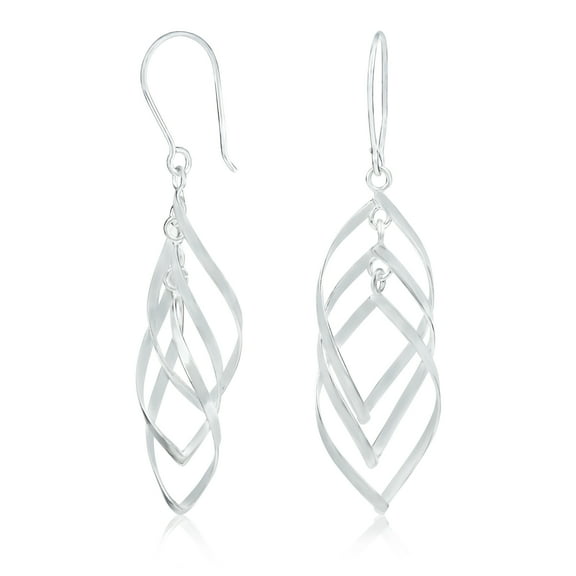 Bling Jewelry Womens Trendy Swirl Wire  Dangle Earrings Multi Teardrop Layer Sterling Silver