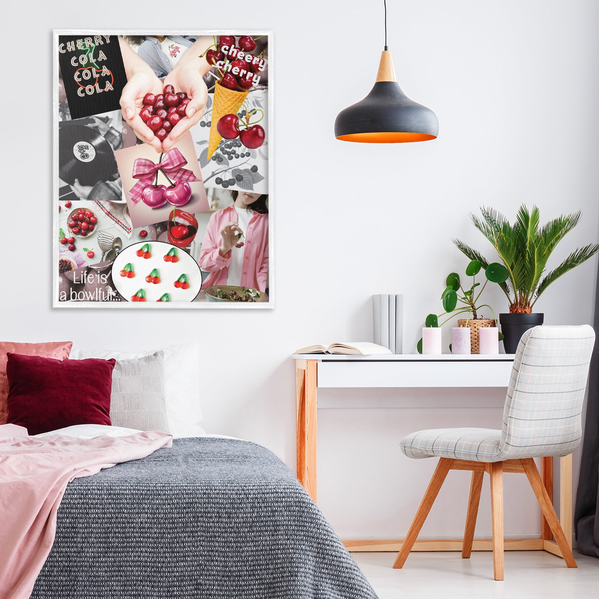 Stupell Industries Retro Cherry Mood Board White Framed Giclee Art, design by Grotto Studios
