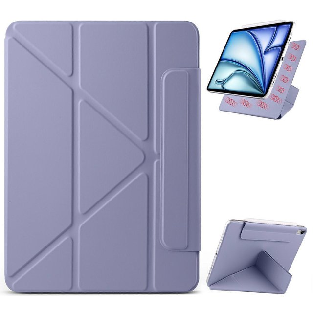 For iPad Air 13 (2024) Case PC PU Leather Origami Stand Magnetic Tablet Cover - Grey