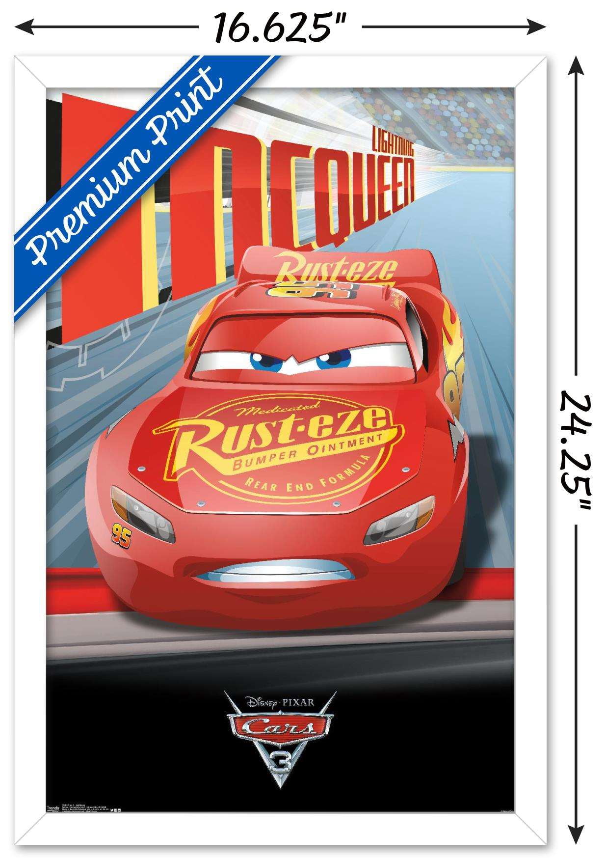 Disney Pixar Cars 3 - Lightning Wall Poster, 14.725" x 22.375", Framed