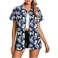 thumbnail image 5 of Mifsaly Womens Hawaiian Shirt Tropical Floral Short Sleeve Button Down Shirts Lightweight Flowy Summer Casual Beach Vacation Cover Up Navy,L, 5 of 5