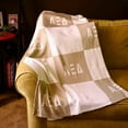 thumbnail image 2 of Sorority Shop Alpha Phi Acrylic Knit Blanket - Stylish Beige Checkered Blanket Perfect for Big Little Sorority Gifts - Soft, Cozy, and Comfortable Gift Blanket for Women - 50" X 62", 2 of 5