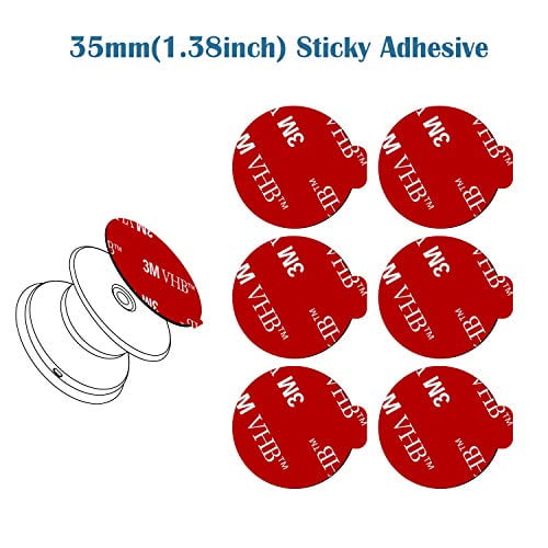 volport 3M Sticky Adhesive Replacement Compatible with Socket Mount Base,  10 Pack VHB Sticker Pads for Car Magnetic Phone Holder and 2pcs 1.38 Inches  Double Sided Tape for Collapsible Grip & Stand 