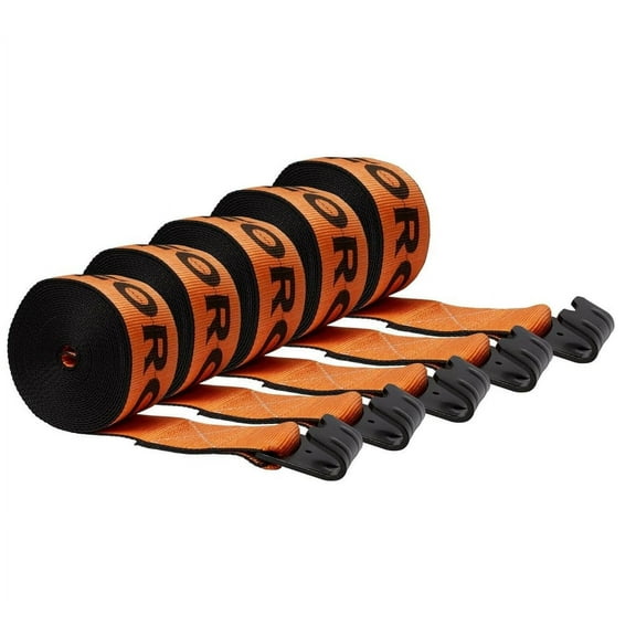 (5 Pcak) Kinedyne K Force Winch Straps 4" x 30' Orange Heavy Duty Tie down w/ Flat Hooks WLL# 6670 lbs | 4 Inch Cargo Control for Flatbed Truck Utility Trailer