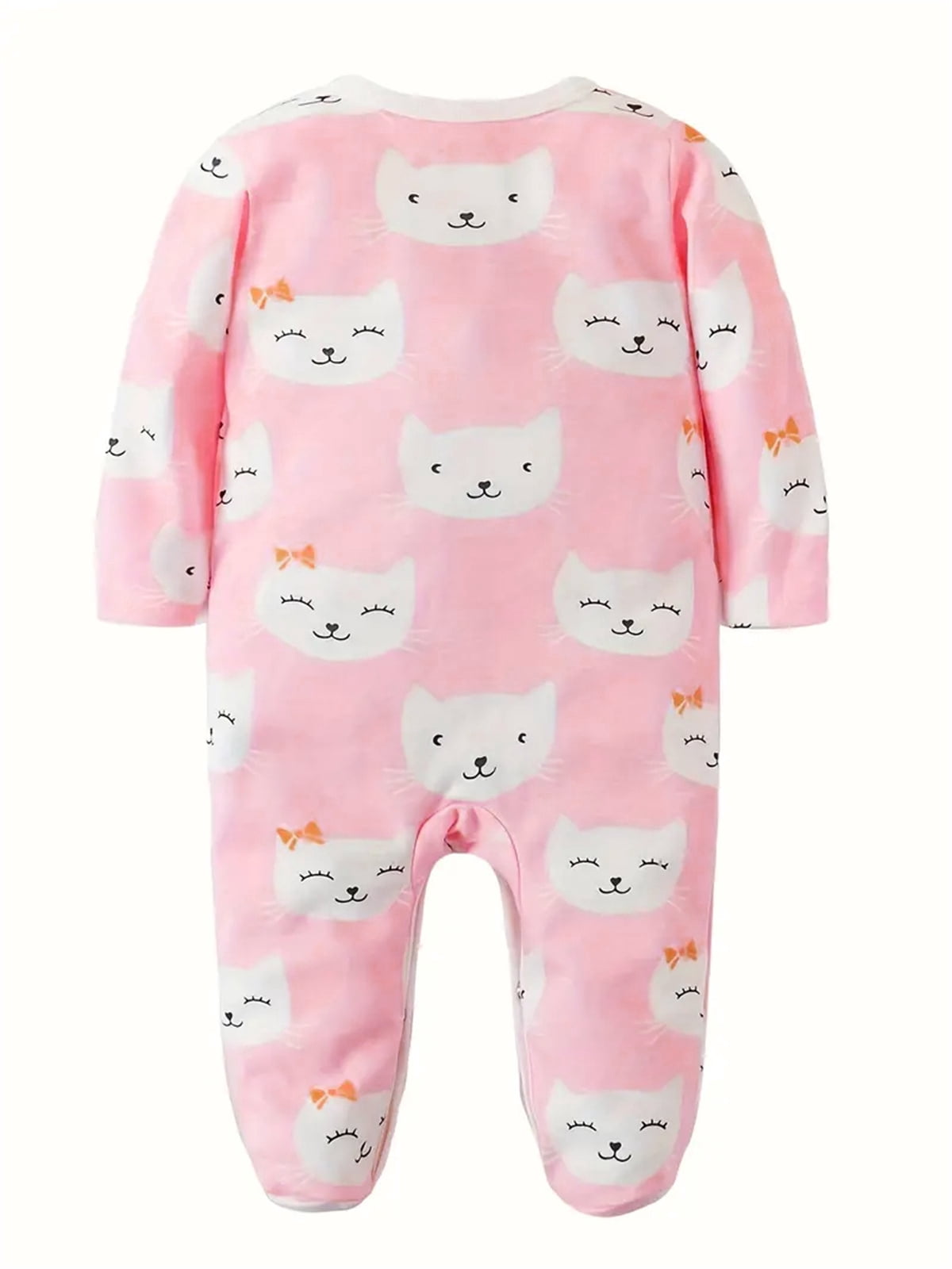 QEFJNO Newborn Baby Girls' 3-pack Sleep and Play Footies Pajamas One-Piece Sleeper Button Jumpsuit Cotton Cat PJs