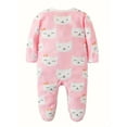 thumbnail image 3 of QEFJNO Newborn Baby Girls' 3-pack Sleep and Play Footies Pajamas One-Piece Sleeper Button Jumpsuit Cotton Cat PJs, 3 of 14