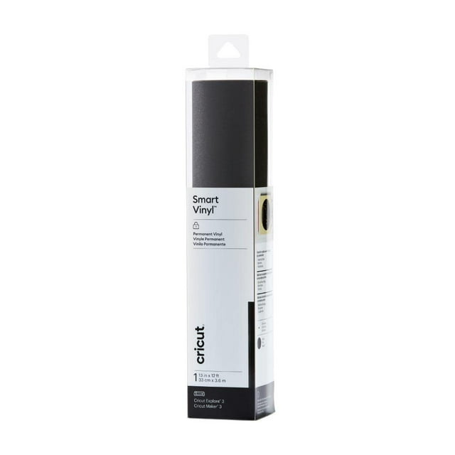 Vinilo Cricut Smart, permanente, brillante, negro, 13 cm x 3,7 m