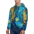 thumbnail image 3 of Naloa Starry Sunflower Dreamscape Men's Casual Hooded Collar Drawstring Hoodies Pullover Sweatshirts Casual Long Sleeve Shirts-Medium, 3 of 7