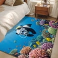thumbnail image 5 of Funny Panda Diving Washable Area Rugs 4'x6', Seafloor Corals Fish Oceans Modern Low Pile Throw Living Room Rug Non-Slip Sturdy Edge Binding Carpet for Indoor Entryway Bedside Kitchen, 5 of 9