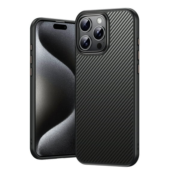 Magnetic Carbon Fiber Case for iPhone 16, Compatible with MagSafe Sturdy Durable Thin Case for iPhone 16 Ultra Slim Shockproof Case with Military Grade Drop Protection,Black