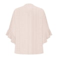 thumbnail image 4 of Women Short Sleeve Tunic Blouse Spring Fashion Clothing Bell Casual Clothes Comfortable Womens Tops Beige, 4 of 5