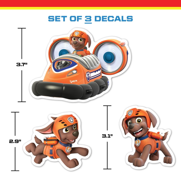 Paw Patrol Zuma Decals - Set of 3 Vinyl Stickers for Kids and