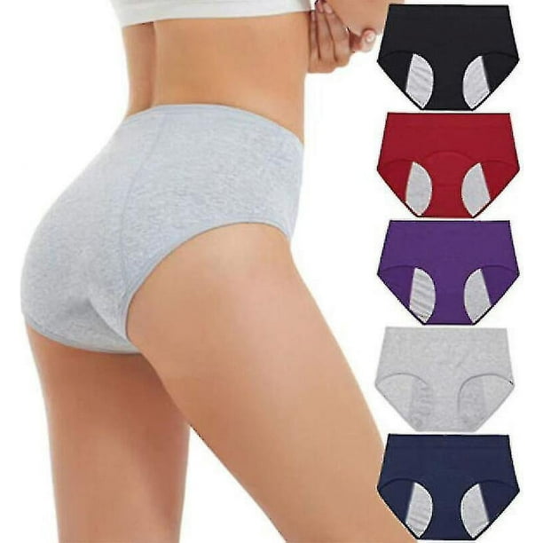 5 piezas de ropa interior para el período menstrual para mujeres, bragas de algodón a prueba de fugas para damas
