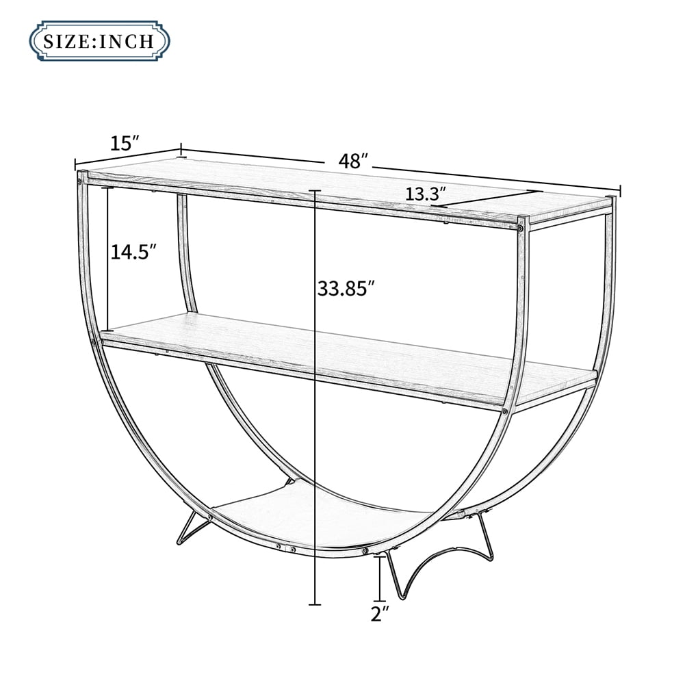 Lowestbest Industrial Sofa Table, Demilune Shape Metal Frame Console Table for Living Room (Distressed Brown) Lowestbest Industrial Sofa Table, Demilune Shape Metal Frame Console Table for Living Room (Distressed Brown)