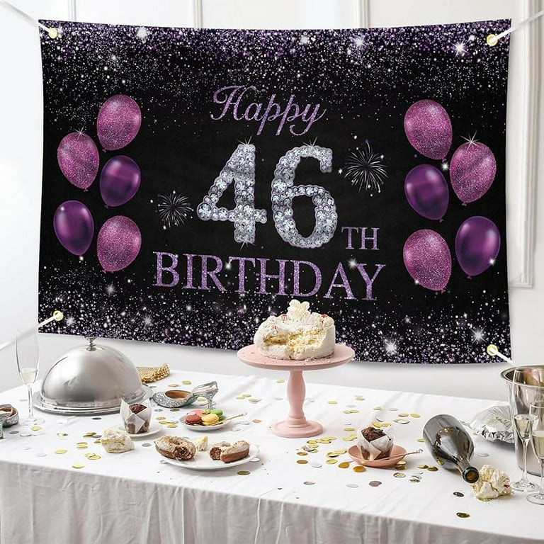 Blue 46th Birthday Cake Topper - Royal Blue Glitter 'Cheers To 46 Years' Decor