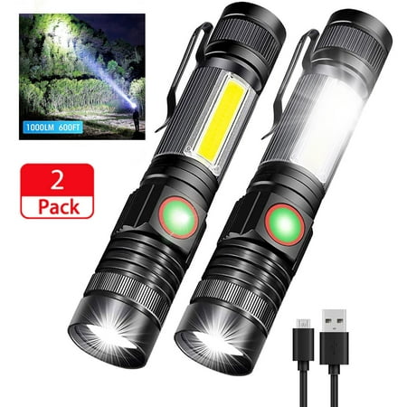

LED Flashlight Rechargeable Super Bright Magnetic Flashlight with COB Work Light Waterproof 4 Modes Pocket Tactical Flashlight