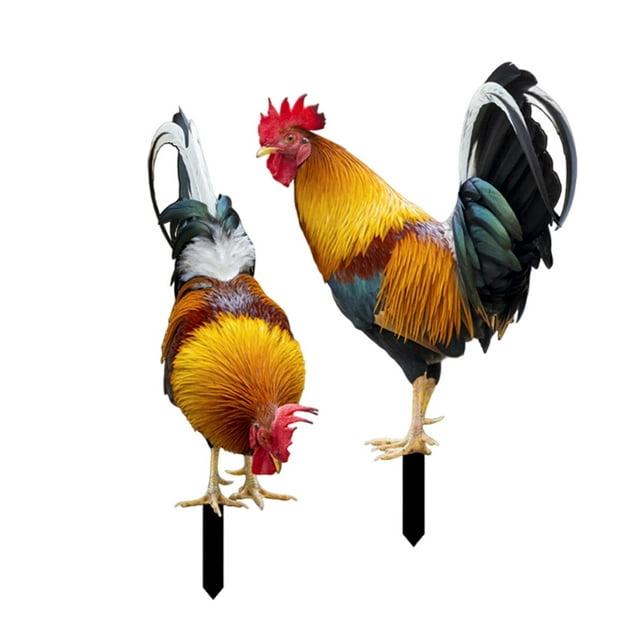 S SERENABLE Chicken Animal Statue Stakes Acrylic Chicken Garden Statue for Backyard Home AB