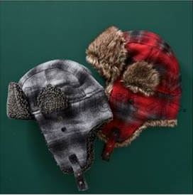 baby plaid trapper hat