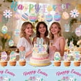 thumbnail image 4 of CoreLiving Happy Easter Banner Decorations, Bunny Rabbit Egg Spring Backdrop Table Cover, Foil Balloons Printed Latex Balloons Hanging Swirls Garland Cake Topper for Home Office Indoor Party, 4 of 5