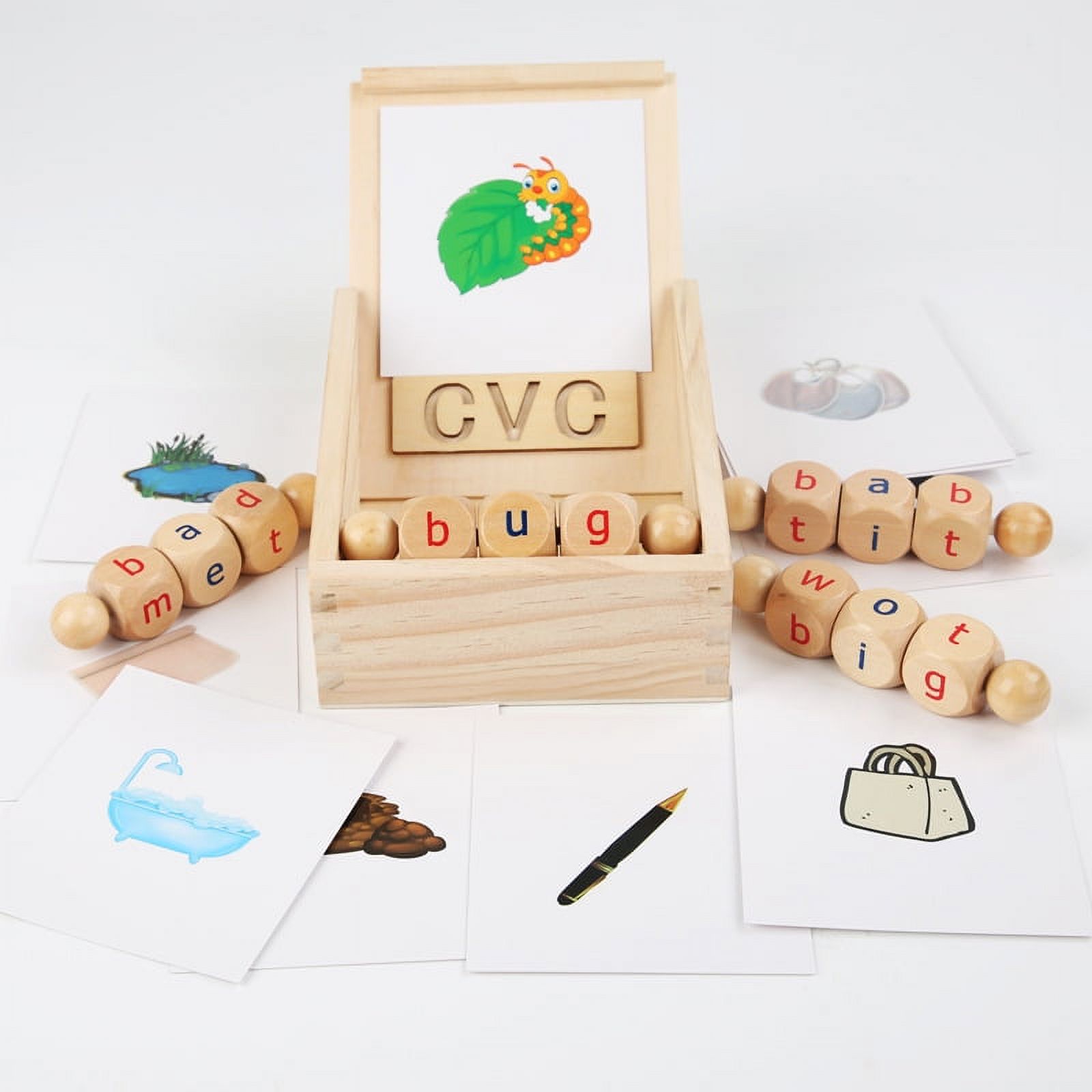 TOTS UNPLUGGED Real Wood Spin and Read Montessori Phonetic Reading