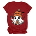thumbnail image 3 of T-shirt Graphique à Manches Courtes d'Halloween pour Femmes Col Rond Décontracté pour Tenue de Fête d'Été avec Jeans, 3 of 4