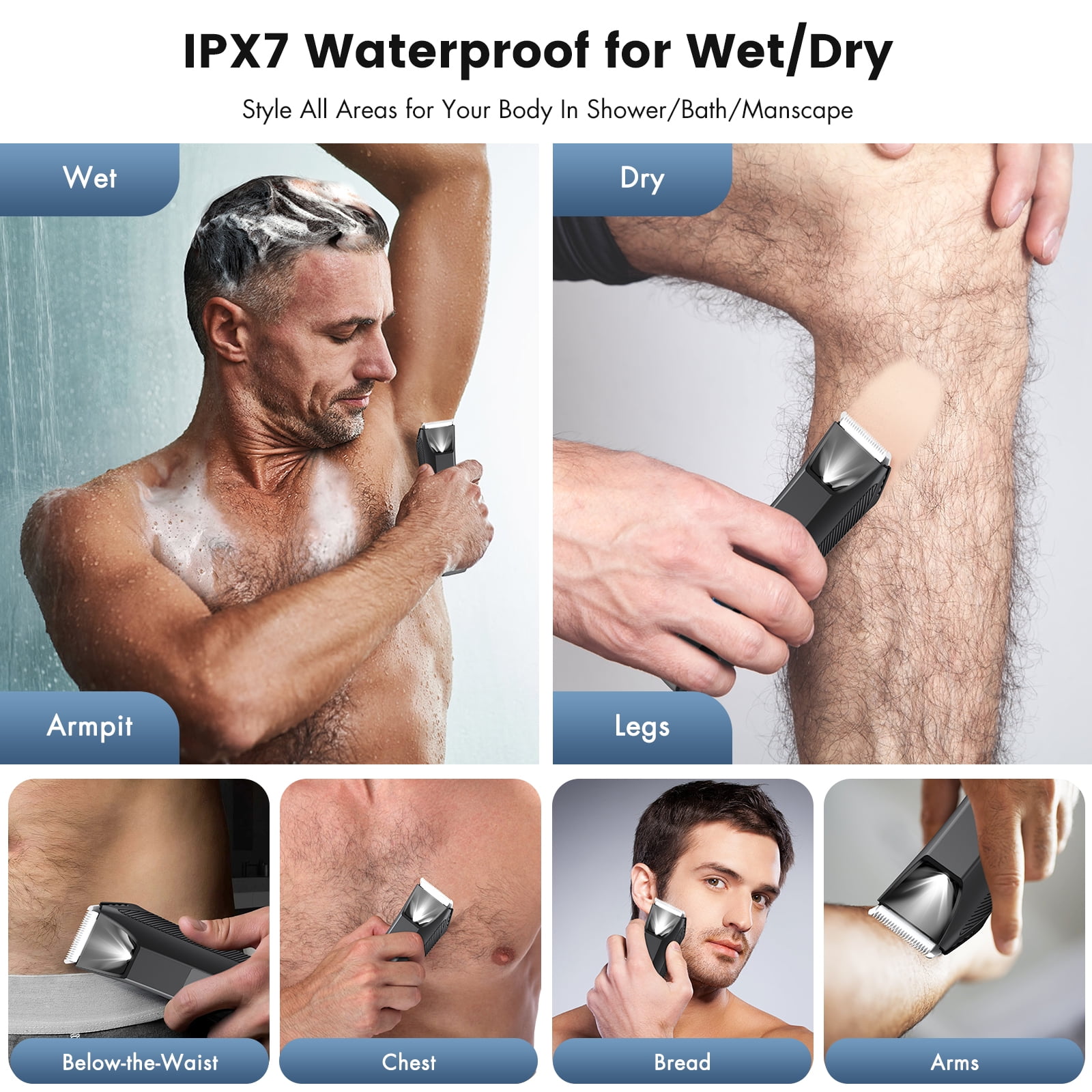Prozing Manscape Trimmer for Men, Dual-Head Electric Razor, IPX7