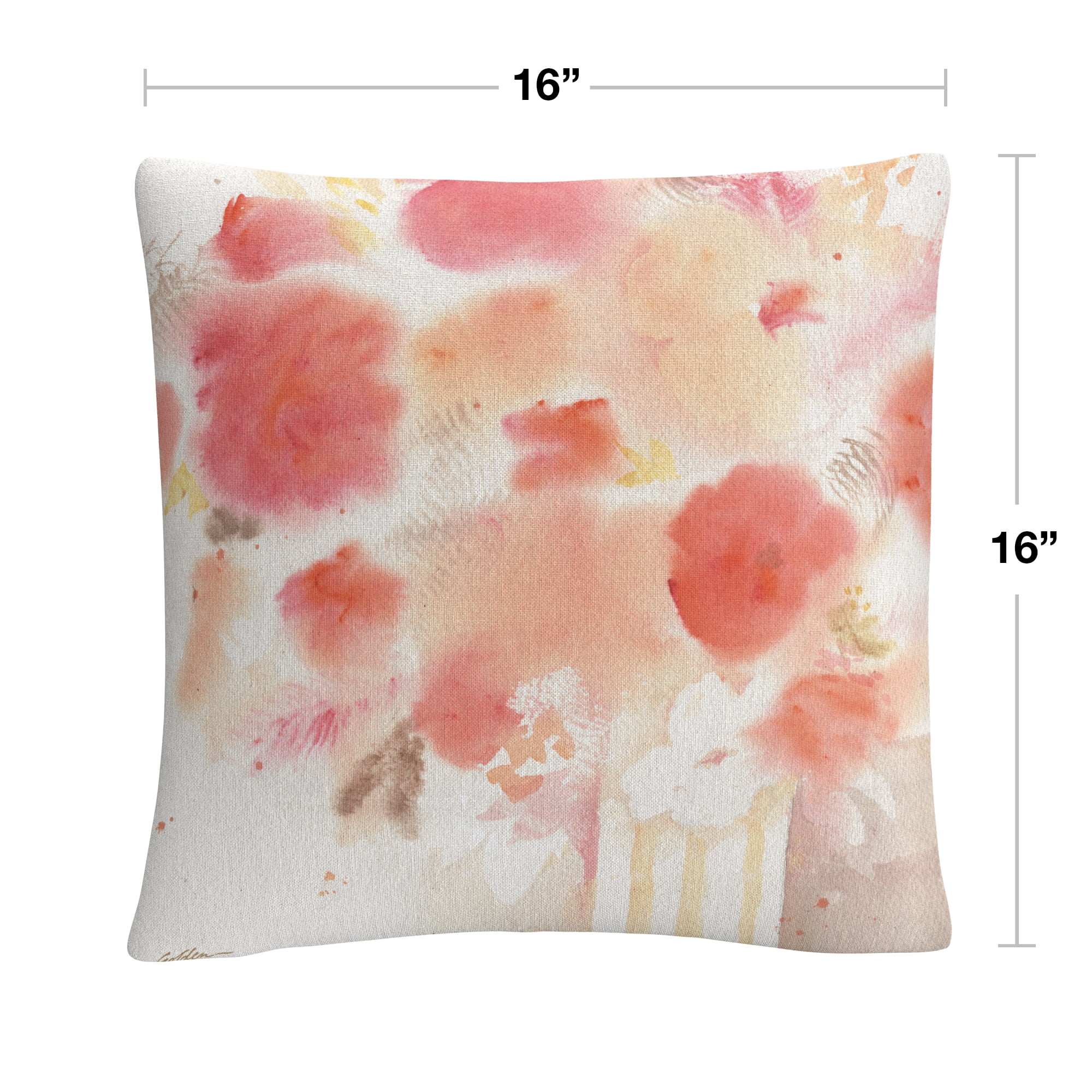 Pink Tones 3' Watercolor Abstracts By Sheila Golden 16 X 16 Decorative Throw Pillow