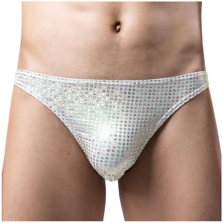 Savings Clearance RbCulf Men Colorful Glossy Panty Low Waist Briefs Bulge Pouch G-String Nightclub Clothing Clubwear Underpants Sale Clearance Valentine s Day Gifts
