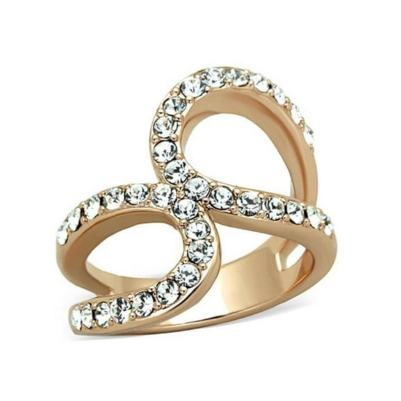Stainless Steel Rose Gold Plated 1.02Ct Crystal Fashion Ring Women's Size 7